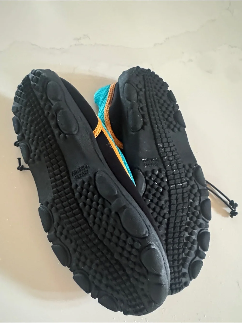 Lands' End Kids Teal and Black Water Shoes with Yellow Trim
